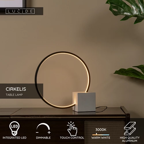 Lucide CIRKELIS - Table lamp - Ø 32 cm - LED Dim. - 1x6W 3000K - Black - USP